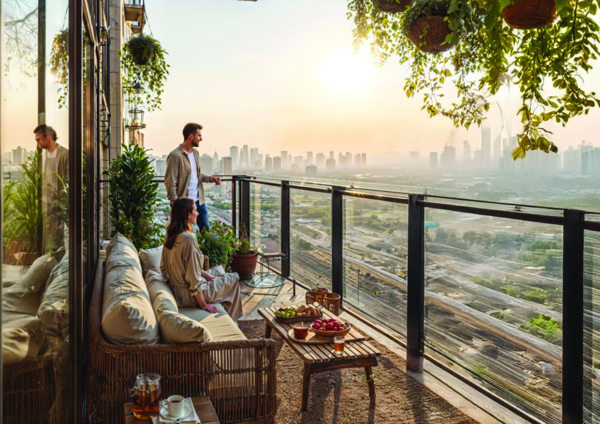 Balcony life overlooking the Mumbai skyline